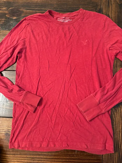 American Eagle Outfitters Men's Red Crew Neck Standard Fit Long ...,