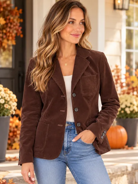 Talbots Brown Corduroy Blazer Size 4 Chocolate Brown Cotton Fall Jacket