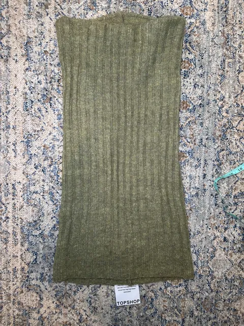 NWT Topshop Ribbed Knit Mini Sweater Dress Size L Green Open Back