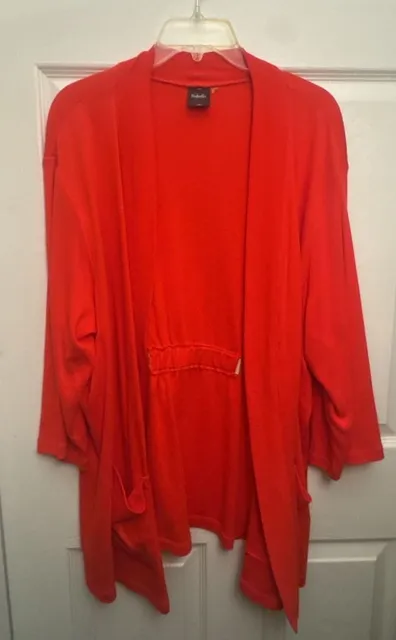 Rafaella Open Front Cardigan Size 2X Red
