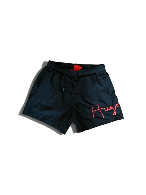 HUGO Swim Trunks Size M Black Script Logo