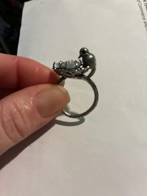 Bird Nest Ring With Cat's Eye Eggs
