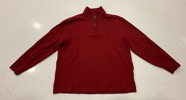 Polo By Ralph Lauren 1/2 Zip Pullover Size L Red Cotton Sweater