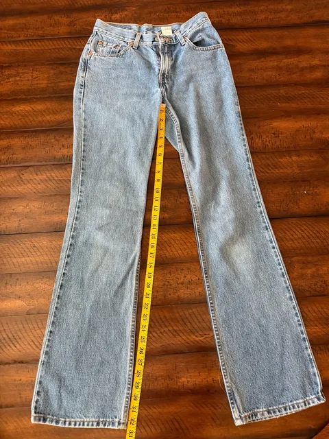 Vintage Levi's 517 Boot Cut Low Rise Jeans Size 5 Jr. L Light Wash Denim