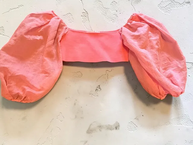 Zara Top Size S Pink Puff Sleeve Bandage Crop