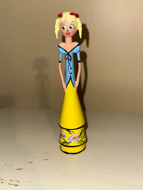 Handmade Wooden Figurine Folk Art Brasil Hand Painted Doll