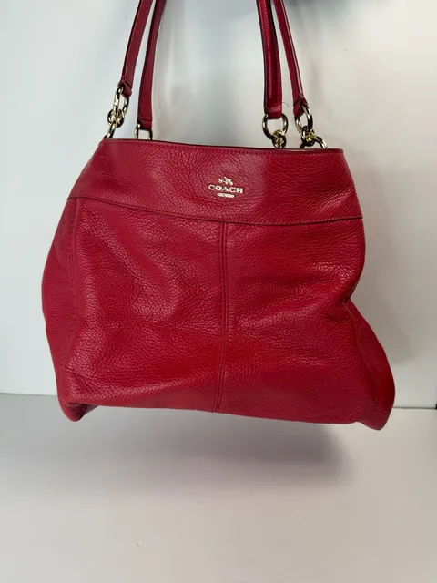 Coach Pebbled Leather Red Shoulder Bag Handbag