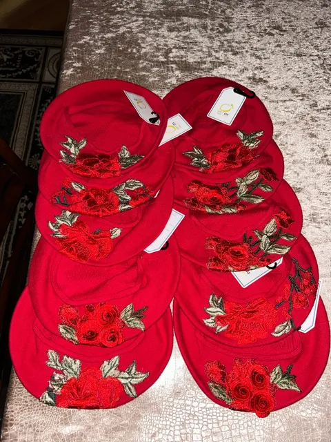 Helen Lemon Red Rose Embroidered Beret