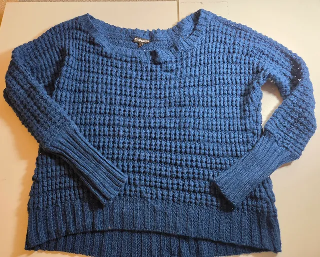 Express Blue Waffle Knit Sweater Size XS Acrylic