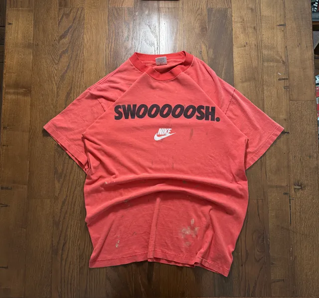 Vintage Nike Swoooooosh single stitch T-Shirt Size L Red Graphic Made In USA