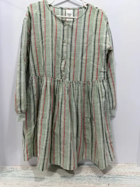 Open Edit Striped Button Down Dress Size 5 Green