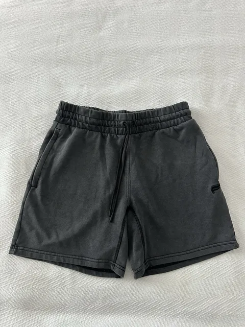 Men's M Gray Solid Cotton Knit Athletic Shorts