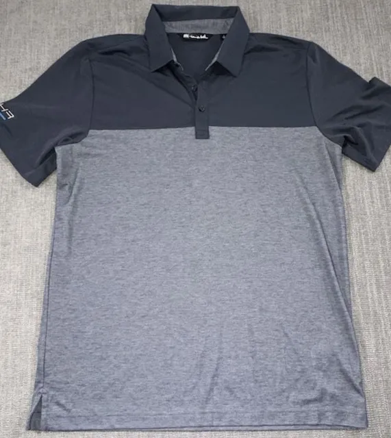 TravisMathew Polo Shirt Size L Gray Colorblock Lehr Embroidered Logo