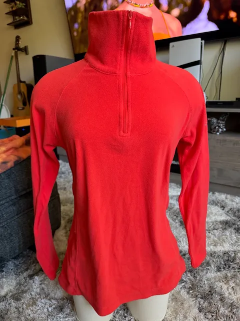 Columbia Fleece Pullover Size M Red 1/4 Zip Sweatshirt