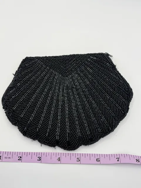 Vintage Black Beaded Clutch Evening Bag