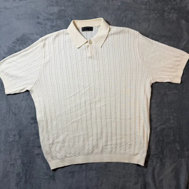 St. Croix Trend Knit Polo Shirt Size XL White Cable Knit Short Sleeve