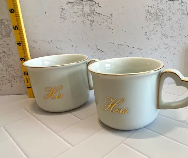The Tuscany Collection His And Hers Ceramic Mugs Set Gold Trim