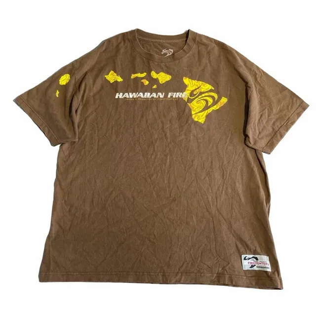 Hawaiian Fire T-Shirt Size XXL Brown Hawaii Tribal Graphic