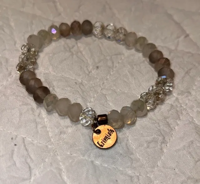 Erimish Beaded Stretch Bracelet Neutral Crystal