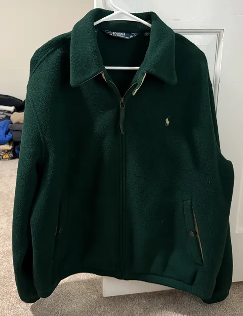 Polo By Ralph Lauren Fleece Jacket Size XL Green Full Zip