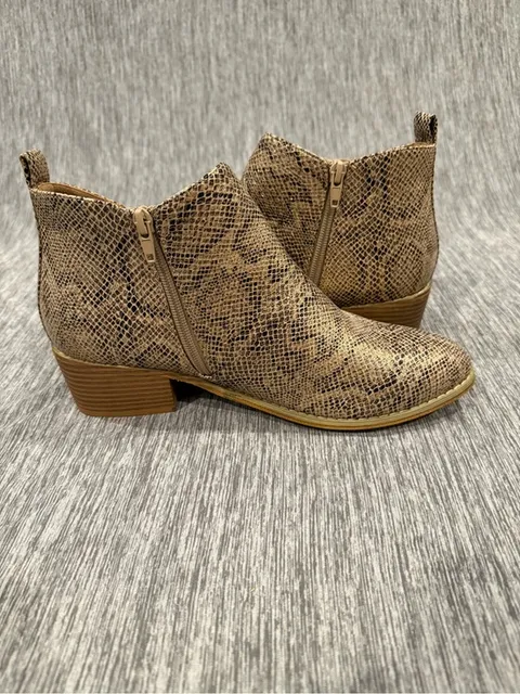 Corkys Taupe Snake-Print Ankle Booties