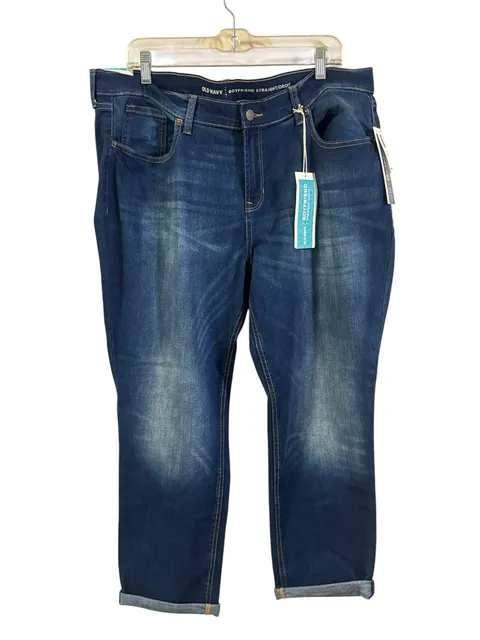 NWT Old Navy Boyfriend Straight Jeans Size 16 Regular/Standard Dark Wash