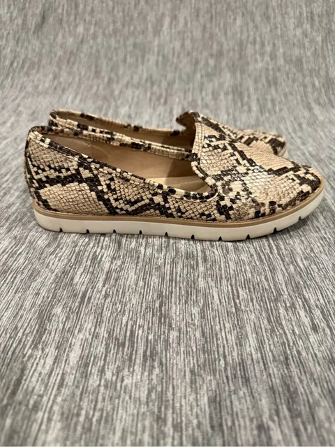 White Mountain Beige and Black Snake-Print Slip-On Loafers