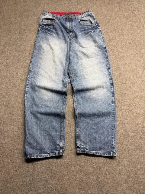 Brooklyn Xpress Baggy Wide Leg Jeans Blue Denim