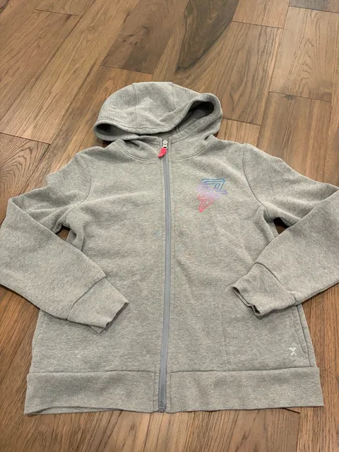 Xersion Zip Up Hoodie XL 16 Gray Cotton Blend Logo Graphic