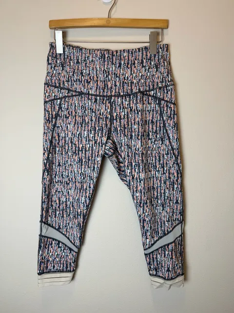 Zella Crop Leggings Size L Multi Print Mesh