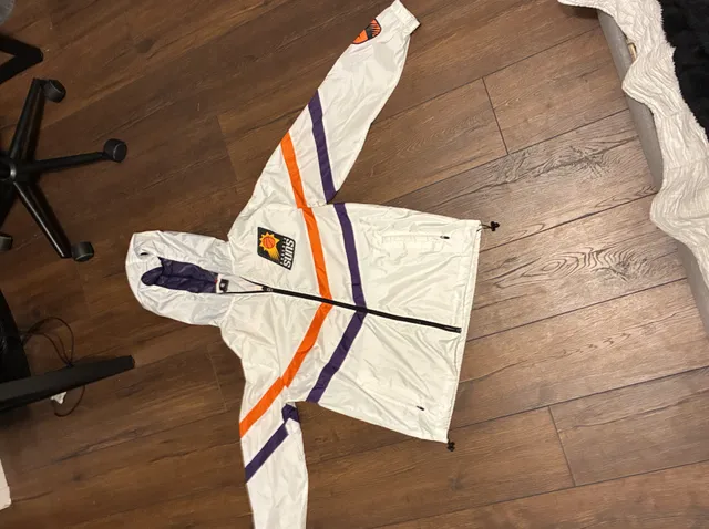 NBA Phoenix Suns Windbreaker Jacket Medium White Full Zip Hooded
