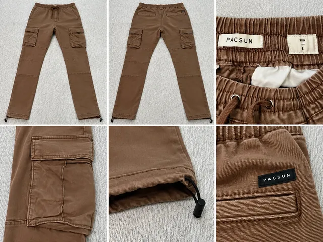 PacSun Slim Cargo Pants Size S Brown Drawstring Cotton Stretch