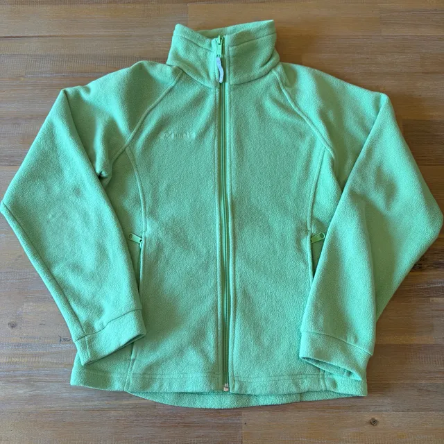 Columbia Fleece Jacket Womens M Lime Green Benton Springs Full Zip Up Sweater