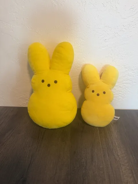 Peeps Yellow Bunny Plush Stuffed Animal Toy Lot of 2