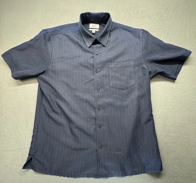Croft & Barrow Short Sleeve Button Down Shirt Size L Blue Plaid