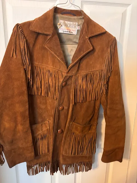 Schott Bros Rancher Suede Fringe Jacket Size 34 Brown