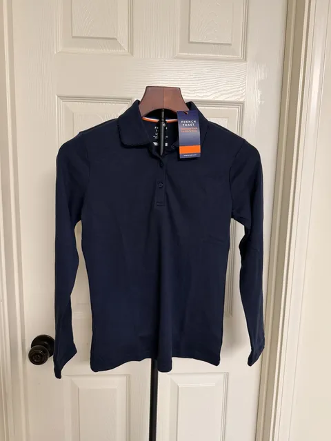 French Toast Long Sleeve Picot Collar Polo Size L(10/12)
