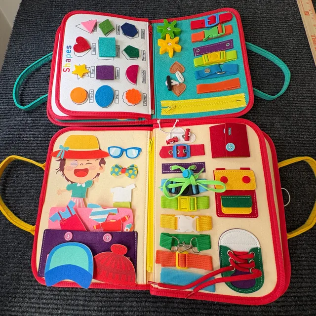 Montessori Busy Board Sensory Activity Toy Felt Toddler Books