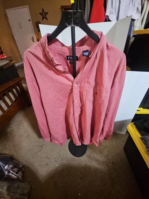 Chaps Easy Care Button Down Shirt Size XXL Pink Long Sleeve