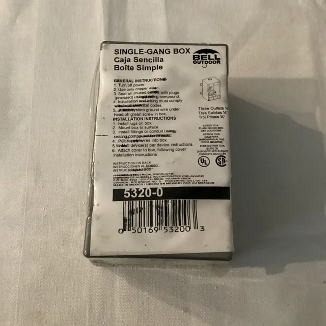 Bell Outdoor 5320-0 Weatherproof Electrical Box, 1 Gang, 1/2 In Hub Size, 3