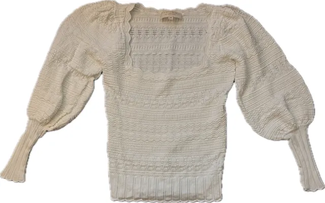 Sézane Ronnie Jumper XS Ecru Cream Knit Puff Sleeve Sweater Top Coquette