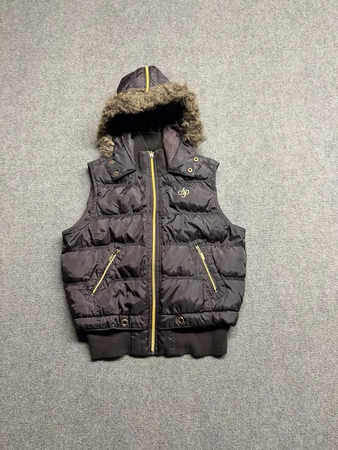 Southpole Puffer Jacket Womens M/L Black Vest Cropped Zip Off ...