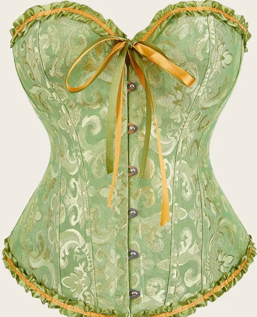 GMDNS Women'S Waist Cinchers Jacquard Floral Overbust Corset Front Busk/Zipper Waist Bustier