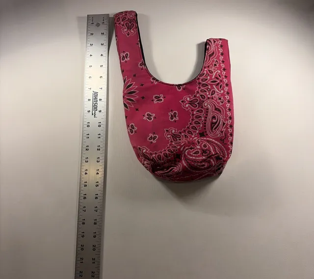 YAITO Red Paisley Knot Bag Pink Bandana Print Japanese Wristlet