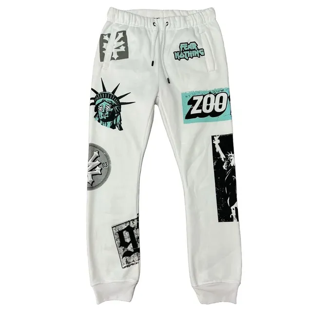 Zoo York Graphic Print Jogger Sweatpants White New York Graphiti Y2K Liberty