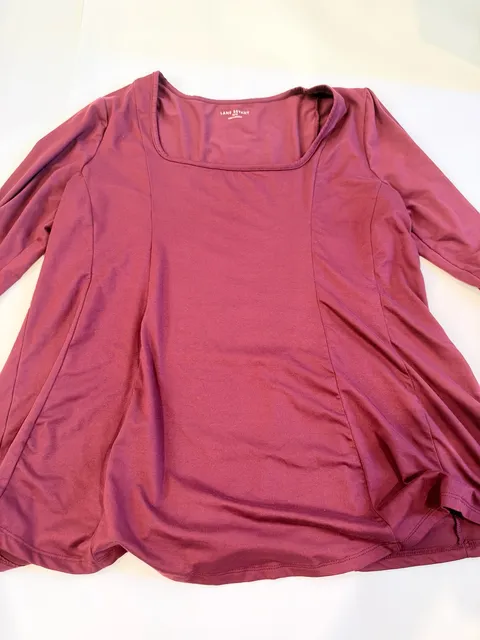 Lane Bryant Square Neck Top Size 10/12 Burgundy