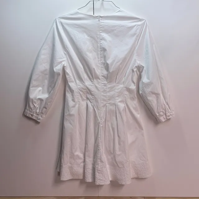 Veronica Beard Dress Size 10 White Cotton Long Sleeve Mini Dress