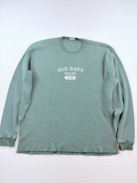 Vintage Old Navy Thermal Long Sleeve Shirt Size L Sage Green Made In USA