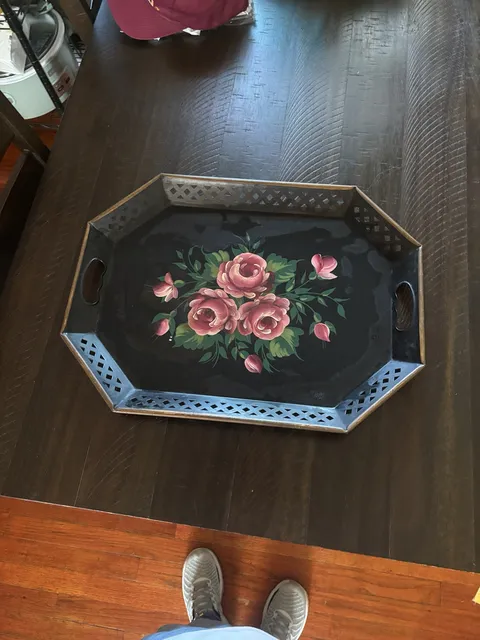 Nashco Products Hand-Painted Floral Serving Tray Vintage