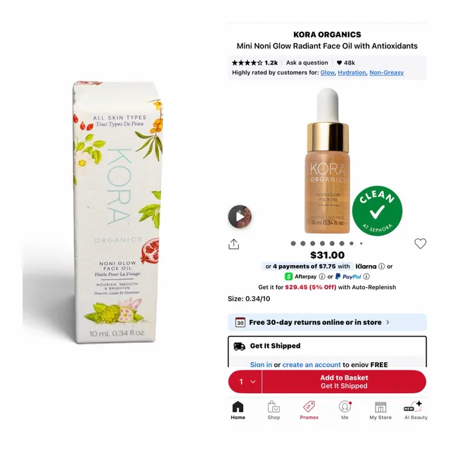 Kora Organics Noni Glow Face Oil 0.34 fl oz